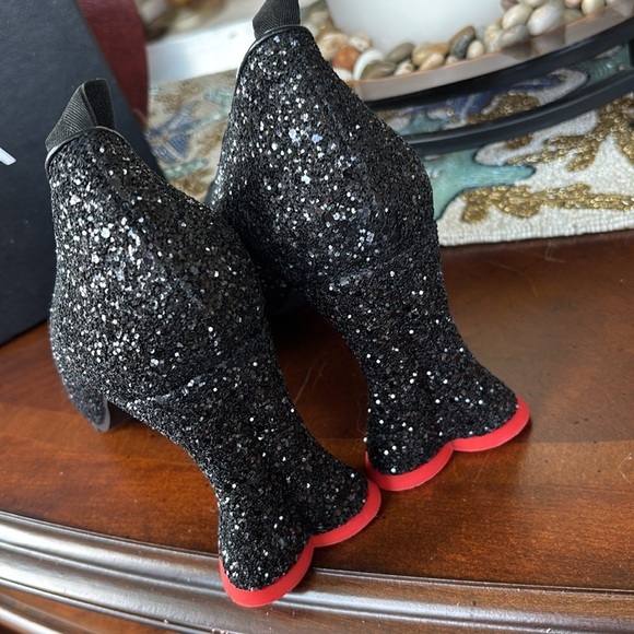 Brand New Lamoda My Love Glitter Heels Pointed Toe Heart Shaped Block Heels - Picture 14 of 16